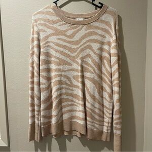 a new day Beige and White Zebra Pattern Sweater